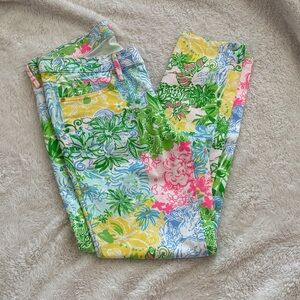 Lilly Pulitzer Multicolor Floral Patchwork Jeans (Green, Pink, Yellow, Blue)